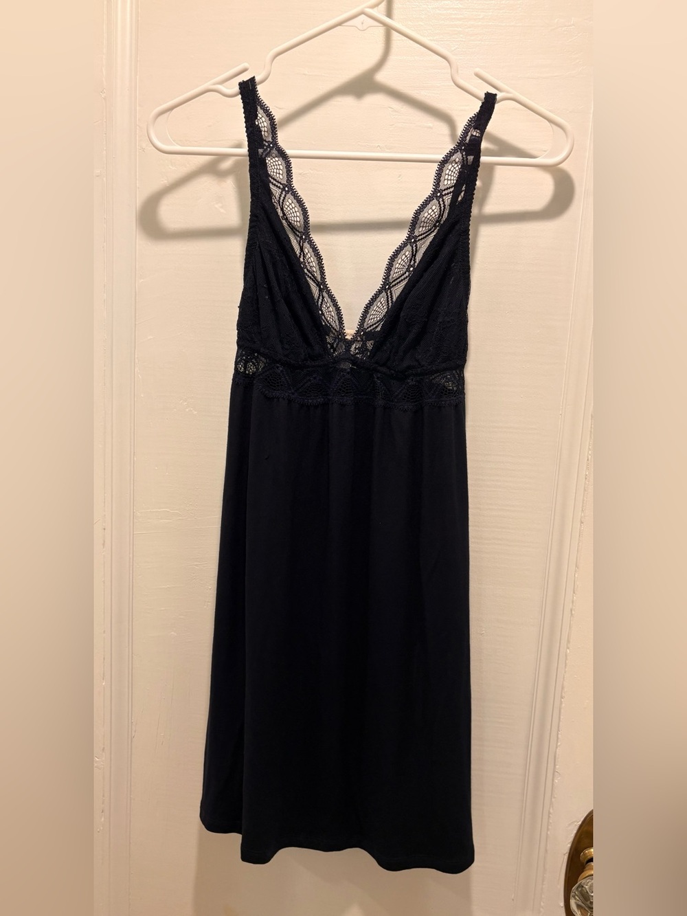 Eberjey Black Lace-Trim Chemise Babydoll Nightgown Sleep Dress Size S/P